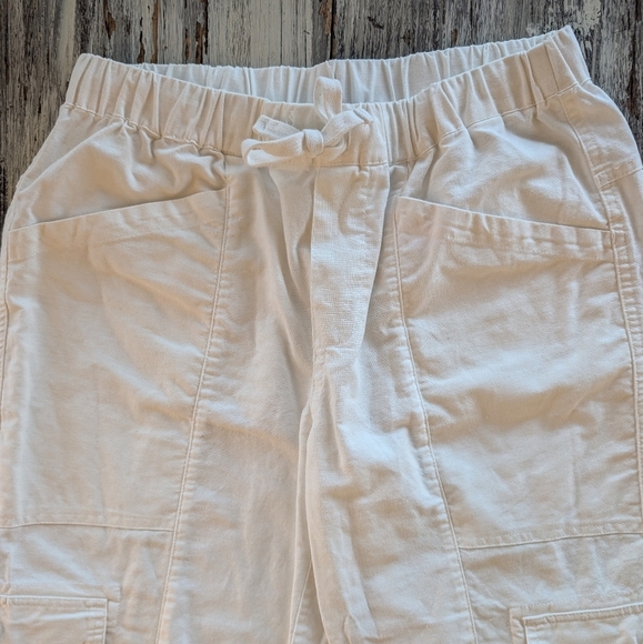 Roots Linen Blend Utility Cargo Pants Women's Small White - Picture 4 of 8